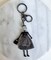 Wrapables Hanging Fashionista Doll Keychain, Crystal Rhinestone Keyring Bag Charm, Gray Retro